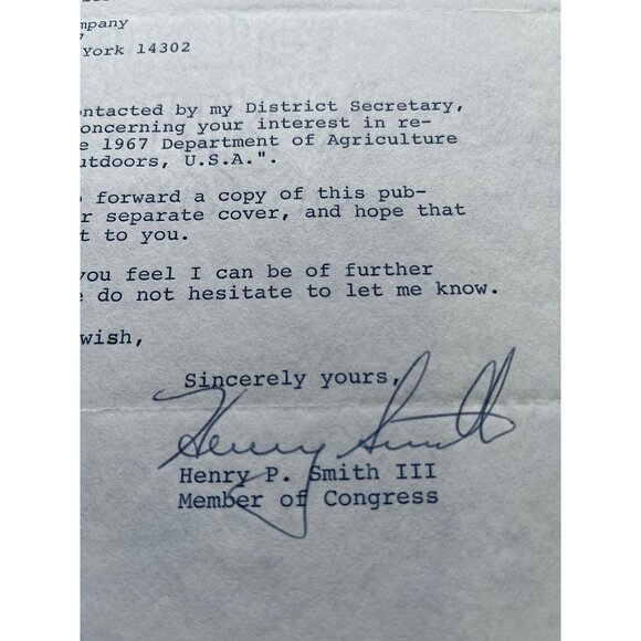Vtg Henry P. Smith III Typed Letter Signed 09/20/1968 & Outdoors USA The Book - Picture 4 of 7
